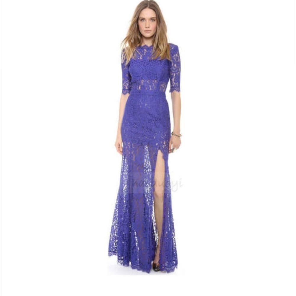 New Blue lace dress with front slit, BEAUTIFUL